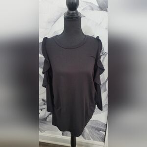 Daytrip Black Long Sleeve Ruffle Top